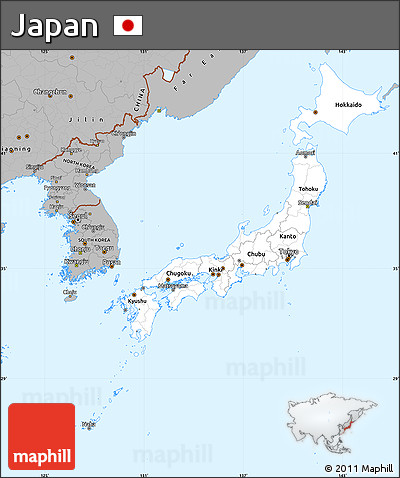 Gray Simple Map of Japan