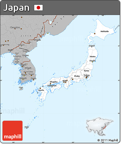 Gray Simple Map of Japan