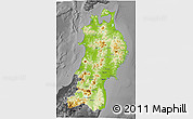 Physical 3D Map of Tohoku, darken, desaturated