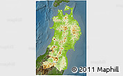 Physical 3D Map of Tohoku, darken