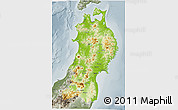 Physical 3D Map of Tohoku, semi-desaturated