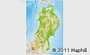 Physical 3D Map of Tohoku, shaded relief outside
