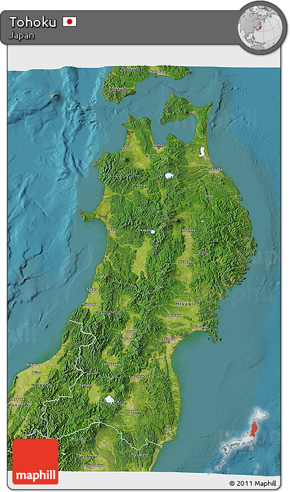 Satellite 3D Map of Tohoku