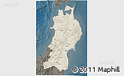 Shaded Relief 3D Map of Tohoku, darken