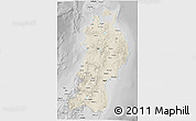 Shaded Relief 3D Map of Tohoku, desaturated