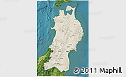 Shaded Relief 3D Map of Tohoku, satellite outside