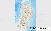 Shaded Relief 3D Map of Tohoku, single color outside