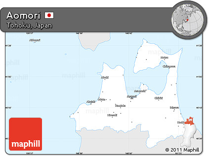 Silver Style Simple Map of Aomori, single color outside