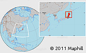 Gray Location Map of Tohoku, within the entire country