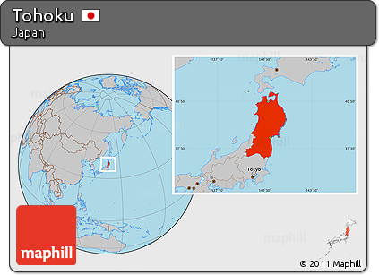Gray Location Map of Tohoku