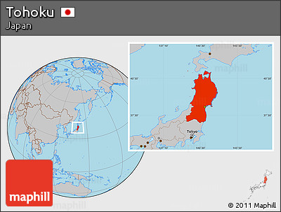 Gray Location Map of Tohoku