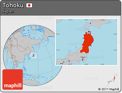 Gray Location Map of Tohoku