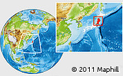 Physical Location Map of Tohoku, highlighted country, within the entire country