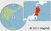 Savanna Style Location Map of Tohoku, highlighted country