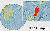 Savanna Style Location Map of Tohoku, hill shading