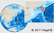 Shaded Relief Location Map of Tohoku, within the entire country