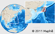Shaded Relief Location Map of Tohoku, highlighted country, within the entire country