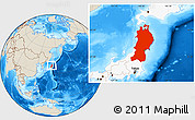 Shaded Relief Location Map of Tohoku, highlighted country