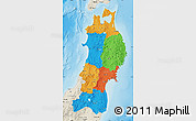 Political Map of Tohoku, shaded relief outside