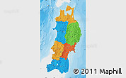 Political Map of Tohoku, single color outside