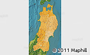 Political Shades Map of Tohoku, satellite outside