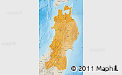 Political Shades Map of Tohoku, shaded relief outside