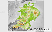 Physical Panoramic Map of Tohoku, desaturated