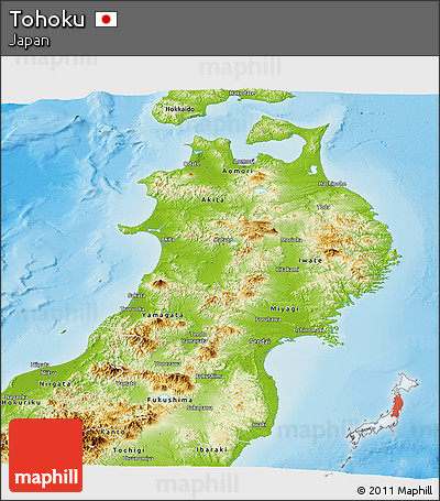 Physical Panoramic Map of Tohoku