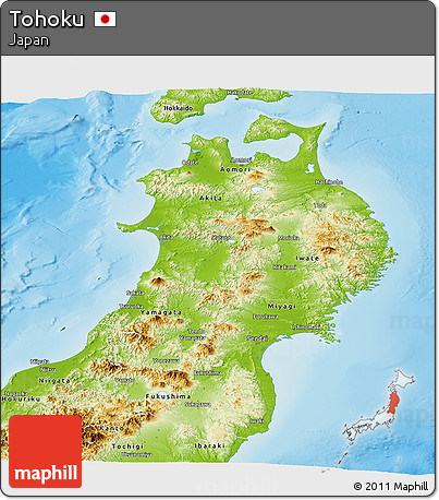 Physical Panoramic Map of Tohoku