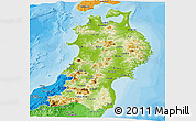 Physical Panoramic Map of Tohoku, political shades outside