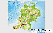 Physical Panoramic Map of Tohoku, single color outside