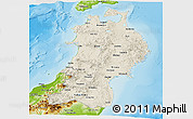 Shaded Relief Panoramic Map of Tohoku, physical outside