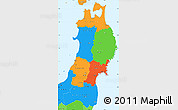 Political Simple Map of Tohoku, political shades outside