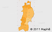 Political Shades Simple Map of Tohoku, cropped outside