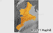 Political 3D Map of Mie, darken, desaturated