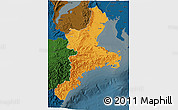 Political 3D Map of Mie, darken