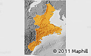 Political 3D Map of Mie, desaturated
