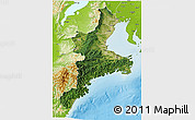 Satellite 3D Map of Mie, physical outside