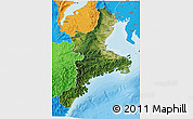 Satellite 3D Map of Mie, political outside