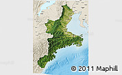 Satellite 3D Map of Mie, shaded relief outside