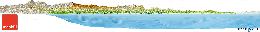 Physical Horizon Map of Mie, shaded relief outside