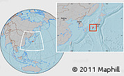 Gray Location Map of Mie, within the entire country, hill shading