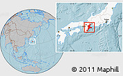 Gray Location Map of Mie, highlighted country, hill shading