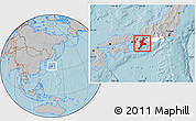 Gray Location Map of Mie, highlighted parent region, hill shading