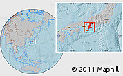 Gray Location Map of Mie, hill shading