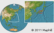 Satellite Location Map of Mie, within the entire country