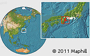 Satellite Location Map of Mie, highlighted parent region