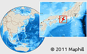 Shaded Relief Location Map of Mie, highlighted parent region
