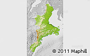 Physical Map of Mie, lighten, desaturated