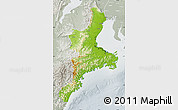 Physical Map of Mie, lighten, semi-desaturated